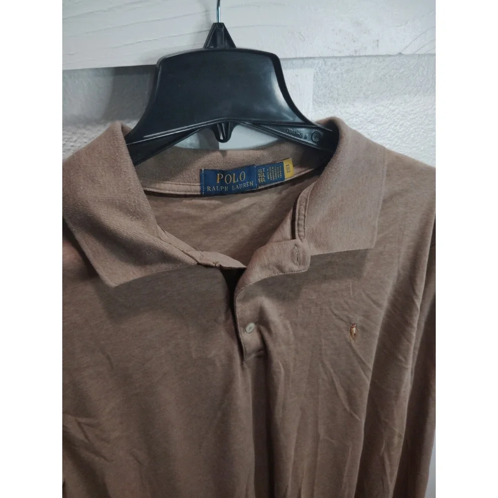 Polo Ralph Lauren Men's Polo Shirt Size XLT Long Sleeve Logo Brown